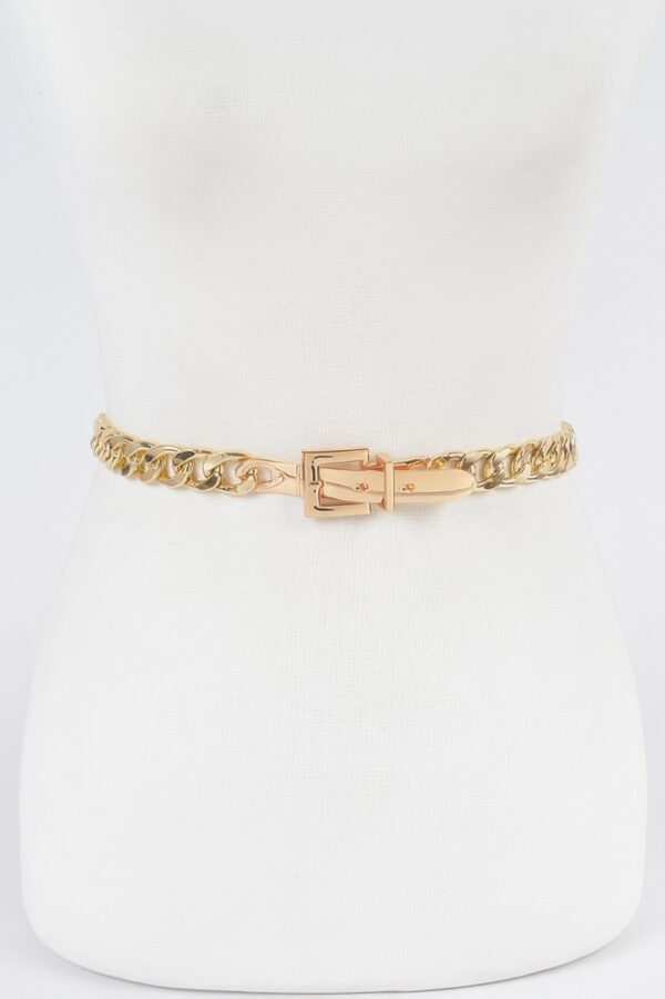 Monotone Metallic Slim Chain Belt – Plus Size