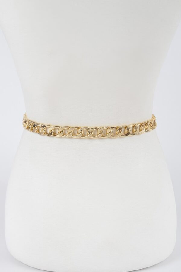 Monotone Metallic Slim Chain Belt – Plus Size