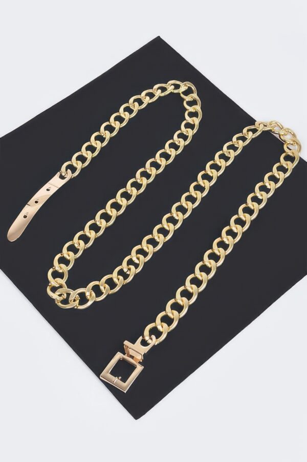 Monotone Metallic Slim Chain Belt – Plus Size