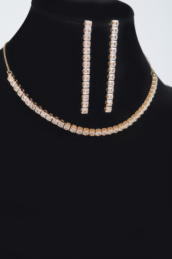 Rhinestone Choker & Earring Set – Slim Sparkle