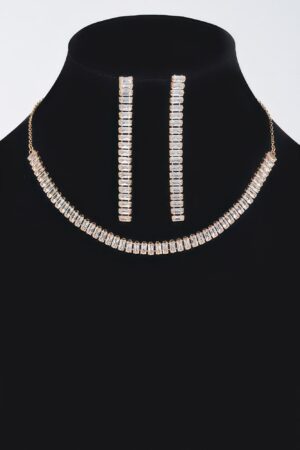 Rhinestone Choker Set with Matching Earrings – 12-inch