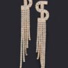 Rhinestone Tassel Drop Earrings – Elongated Sparkle
