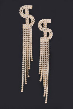 Rhinestone Tassel Drop Earrings – Elongated Sparkle