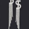 Rhinestone Tassel Drop Earrings – Elongated Sparkle