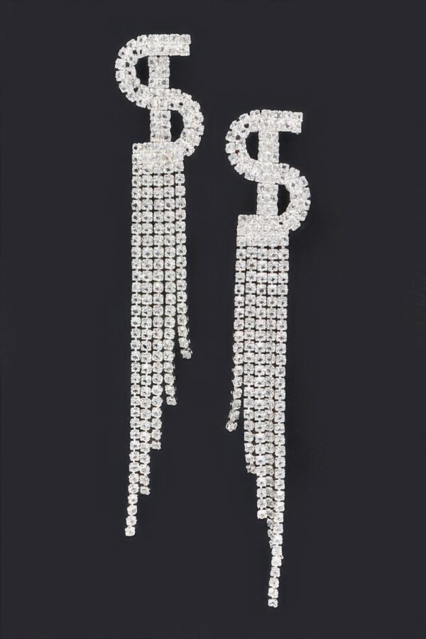 Rhinestone Tassel Drop Earrings – Elongated Sparkle