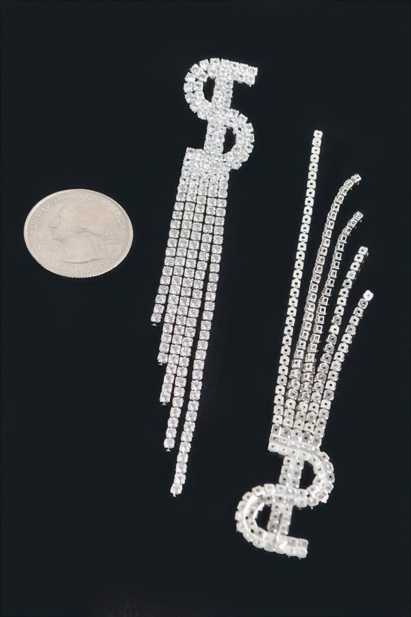 Rhinestone Tassel Drop Earrings – Elongated Sparkle