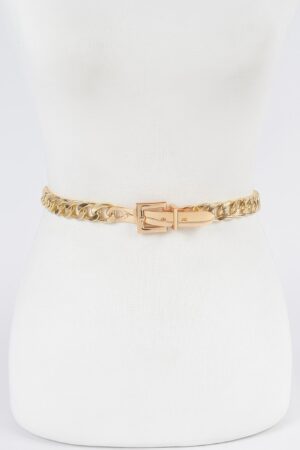 Oversized Chain Buckle Belt with Layered Chains