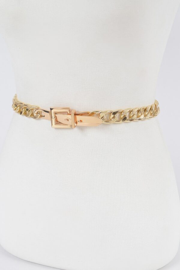 Oversized Chain Buckle Belt with Layered Chains
