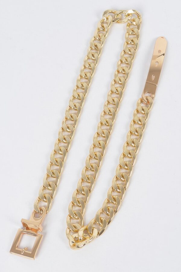 Oversized Chain Buckle Belt with Layered Chains