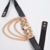 Faux Leather Wide Chain Buckle Belt with Layered Chains