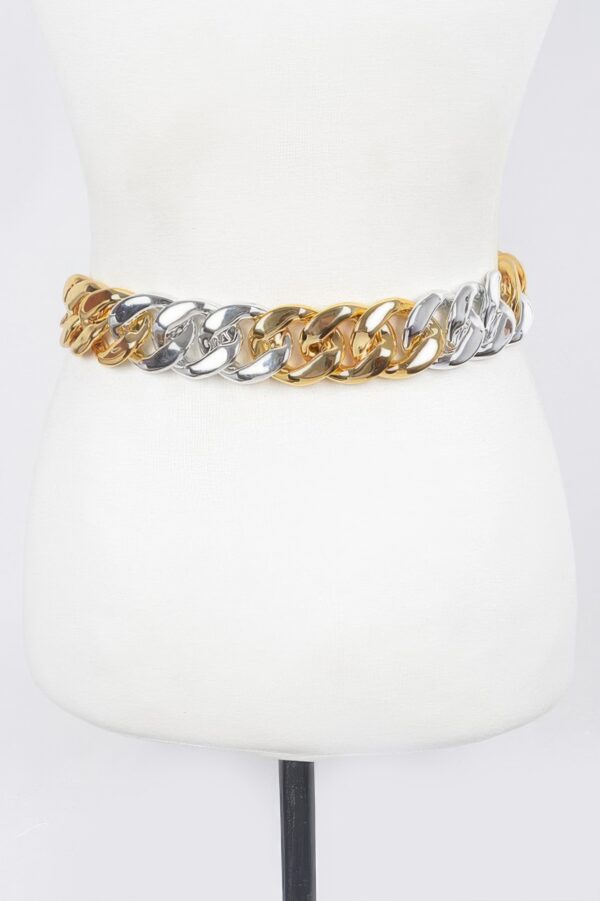Oversized Chain Stretch Belt with Metal Links