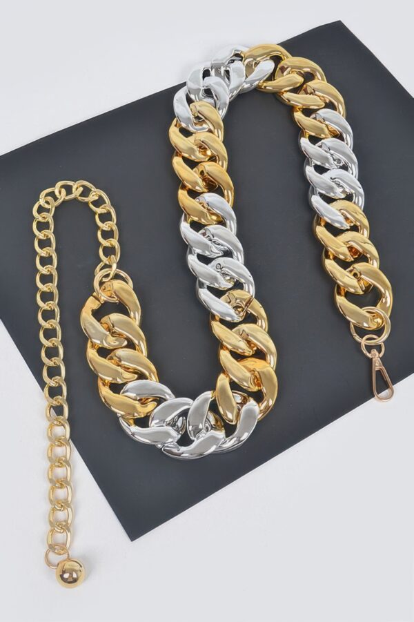 Oversized Chain Stretch Belt with Metal Links