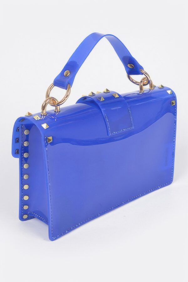 Studded Clear PVC Top-Handle Clutch – Structured