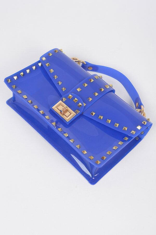 Studded Clear PVC Top-Handle Clutch – Structured