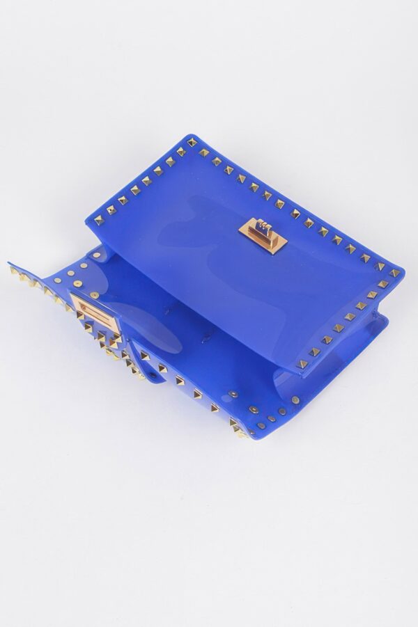 Studded Clear PVC Top-Handle Clutch – Structured