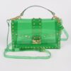Studded Clear PVC Top-Handle Clutch – Structured