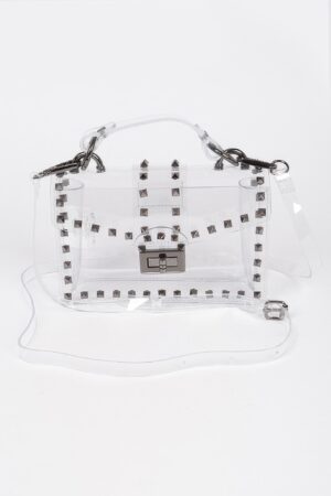 Studded Top-Handle Transparent PVC Bag