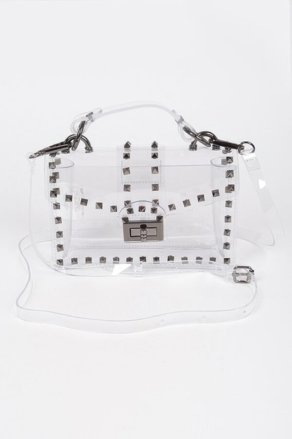 Studded Top-Handle Transparent PVC Bag