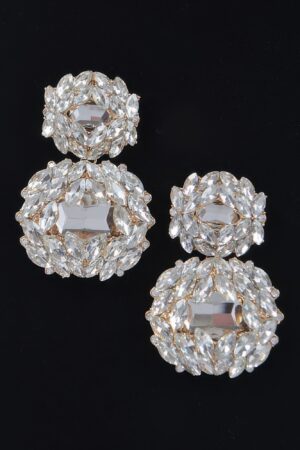 Multicolor Rhinestone Drop Earrings – Elongated Silhouette