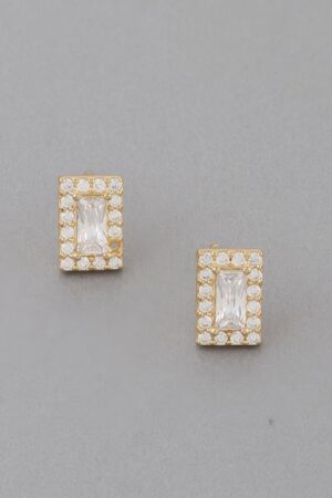 Delicate Square Cubic Zirconia Stud Earrings