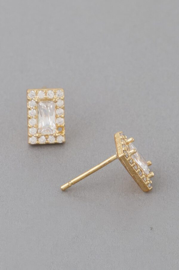 Delicate Square Cubic Zirconia Stud Earrings