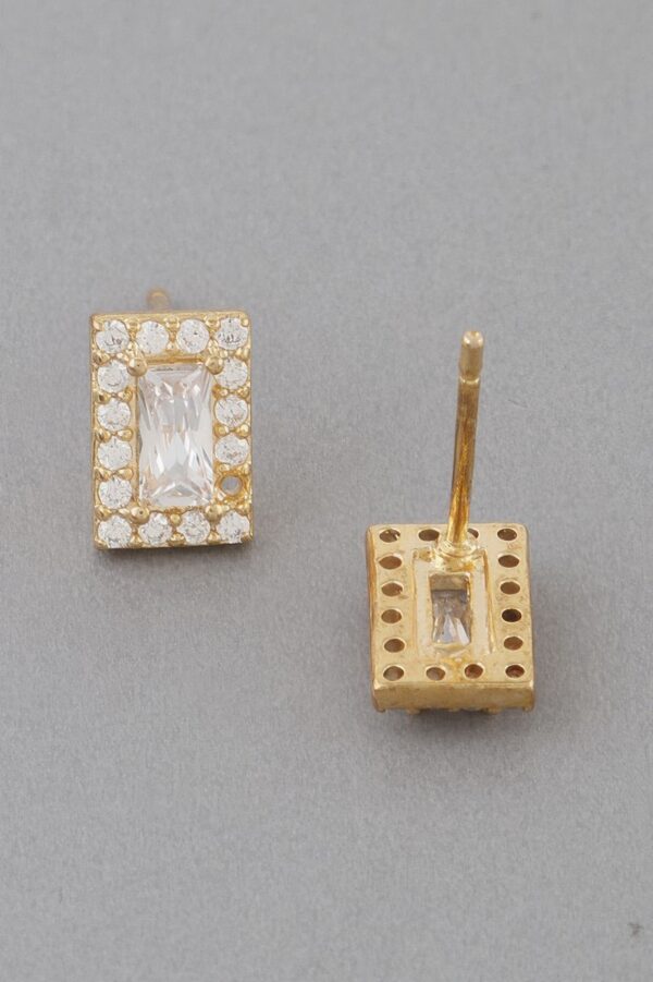 Delicate Square Cubic Zirconia Stud Earrings