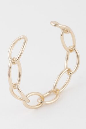 Link Chain Cuff Bracelet – Polished Metallic Links