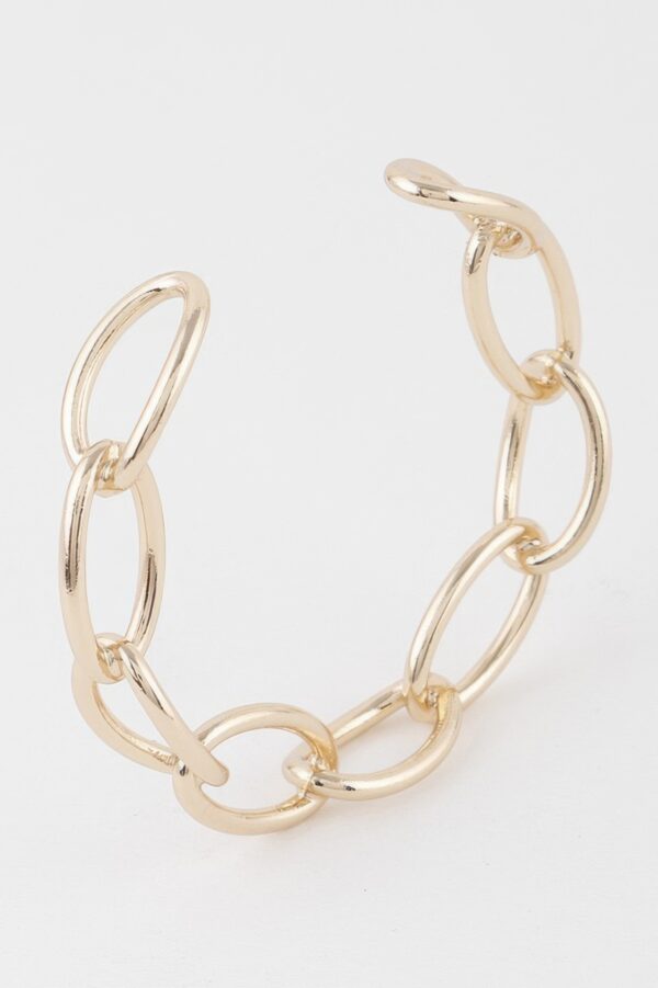Link Chain Cuff Bracelet – Polished Metallic Links