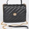 Quilted Top Handle Flap Bag – Structured PU Satchel