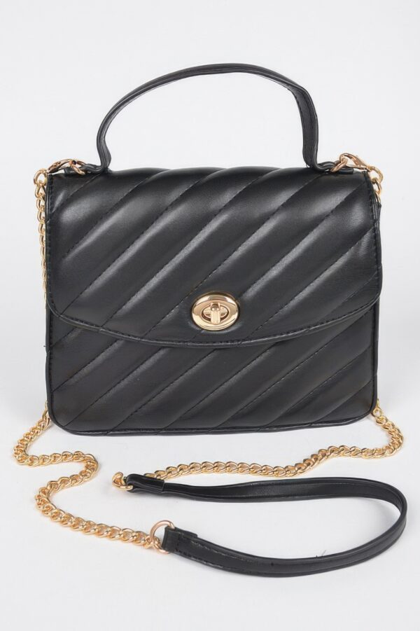 Quilted Top Handle Flap Bag – Structured PU Satchel