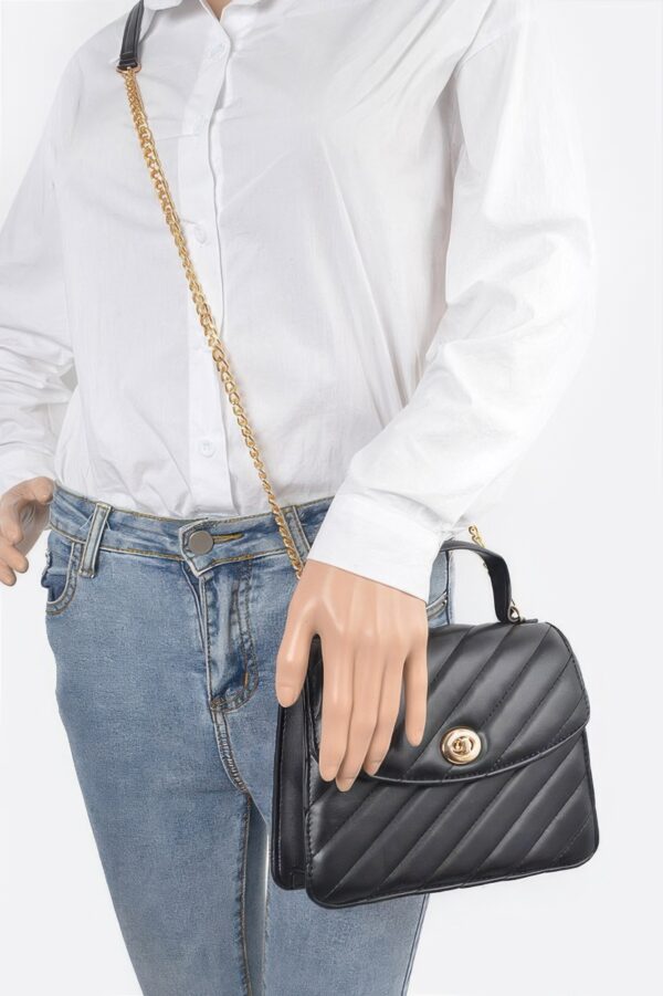 Quilted Top Handle Flap Bag – Structured PU Satchel
