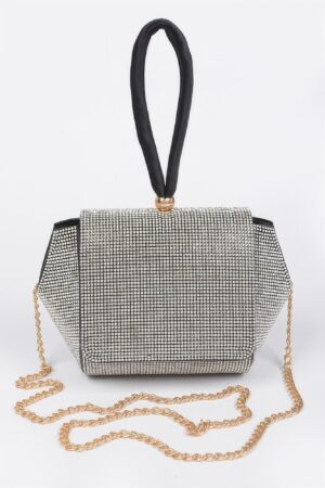 Rhinestone Flap Clutch with Wrist Band – Evening Sparkle
