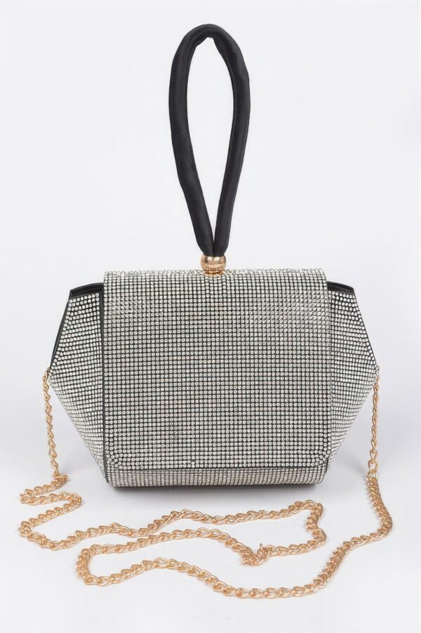 Rhinestone Flap Clutch with Wrist Band – Evening Sparkle