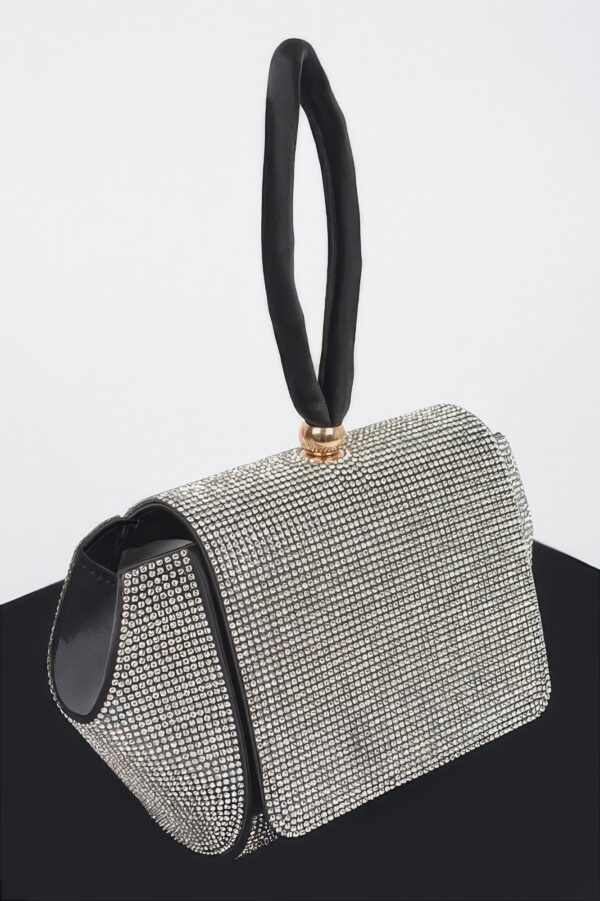 Rhinestone Flap Clutch with Wrist Band – Evening Sparkle
