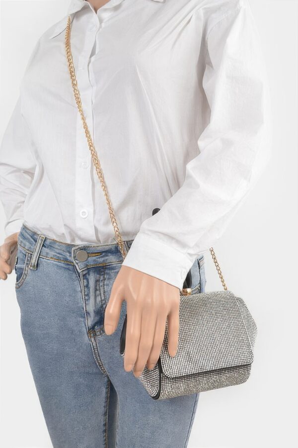 Rhinestone Flap Clutch with Wrist Band – Evening Sparkle