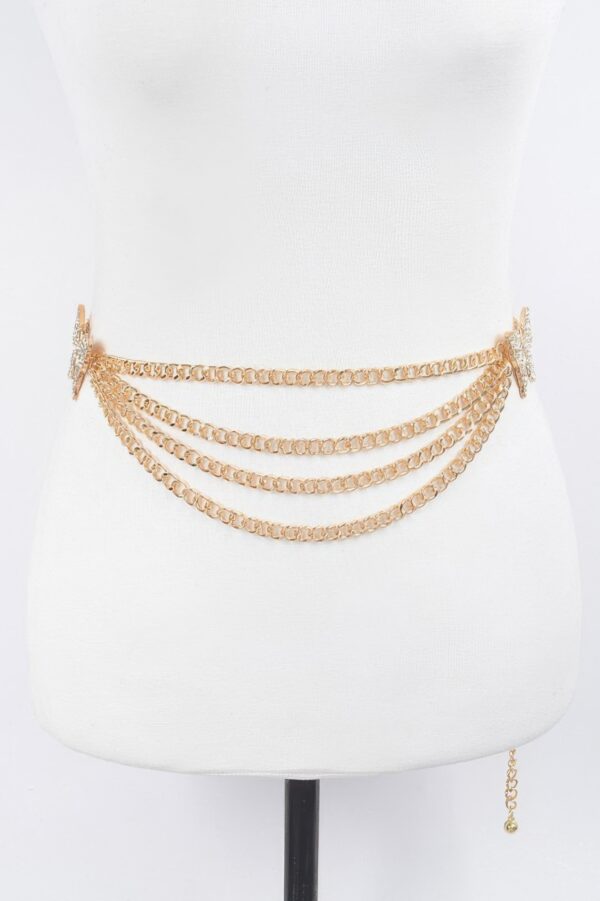 Butterfly Buckle Layered Chain Waist Belt