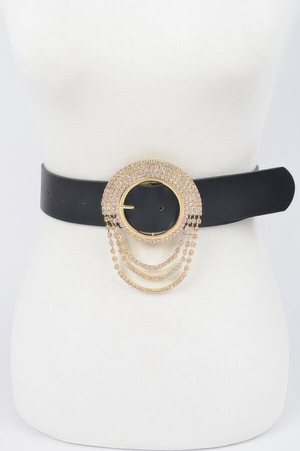 Rhinestone Round-Buckle Plus-Size Wide Belt