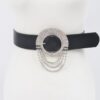 Rhinestone Round-Buckle Plus-Size Wide Belt