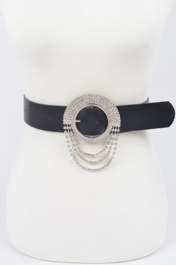 Rhinestone Round-Buckle Plus-Size Wide Belt