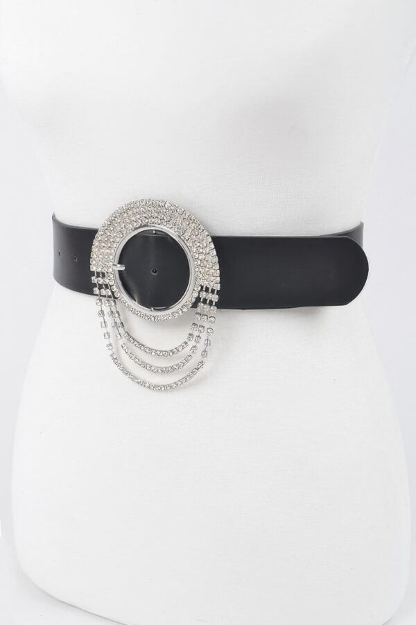 Rhinestone Round-Buckle Plus-Size Wide Belt
