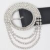 Rhinestone Round-Buckle Plus-Size Wide Belt