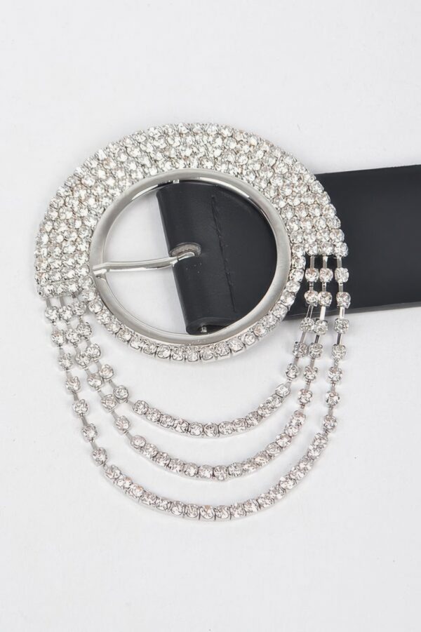 Rhinestone Round-Buckle Plus-Size Wide Belt