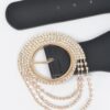 Layered Rhinestone Buckle Plus-Size Elastic Belt