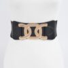 Wide Elastic Belt with Metal Buckle – PU/Elastic Blend
