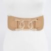 Wide Elastic Belt with Metal Buckle – PU/Elastic Blend