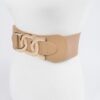 Wide Elastic Belt with Metal Buckle – PU/Elastic Blend