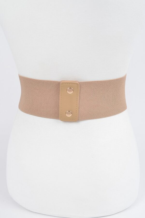 Wide Elastic Belt with Metal Buckle – PU/Elastic Blend