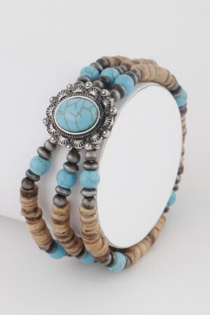Vintage Stone Beaded Bracelet – Textured Layer