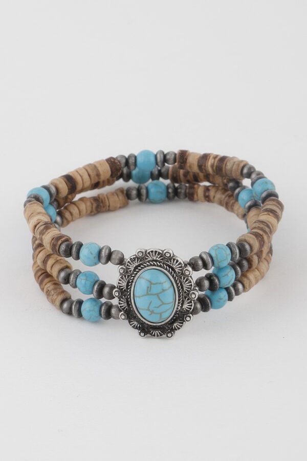 Vintage Stone Beaded Bracelet – Textured Layer