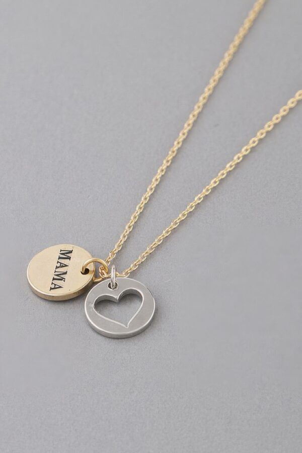 Mama Heart Pendant Necklace – Polished 16 inch